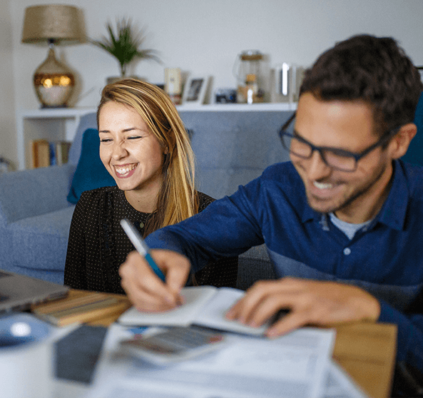 couple paying bills