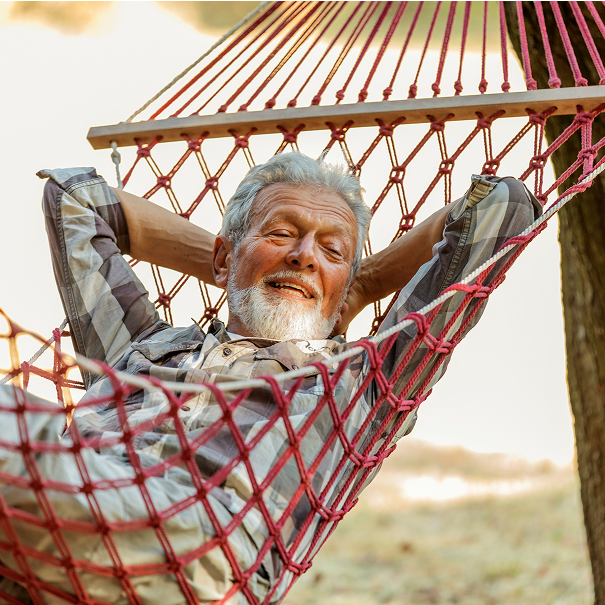 senior man in hammock